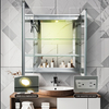 CAL-6171-SI-Aluminum Double Door Mirror Cabinet with Light