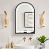 Touch-Controlled Iron LED Mirror Cabinet CTS-5223: Powder-Coated Finish, Anti-Fog, 3 Color Temperatures, Dimmable Lights & Arched Top