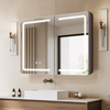 Double-Door Powder-Coated Iron LED Mirror Cabinet CTD-5051: Touch Buttons, Anti-Fog, 3CCT & Adjustable Brightness
