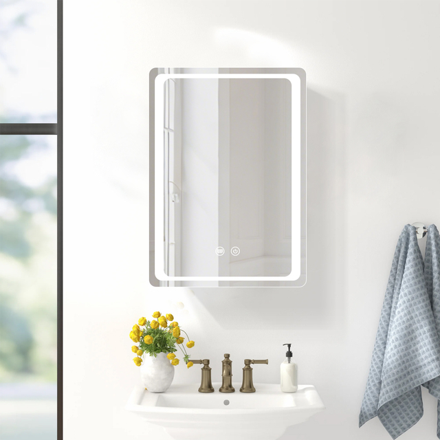 Anti-Fog 3CCT Single-Door Steel LED Mirror Cabinet CTS-6051 with Touch Controls & Vertical Lighting Zones