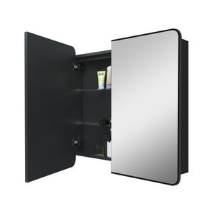 Powder-Coated Iron Mirror Cabinet: Rounded Corner Edging & Large-Size Tempered Glass