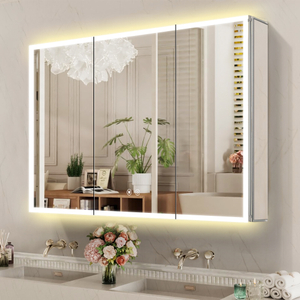 Framed Triple-door Freestanding Aluminum Mirror Cabinet