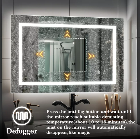 Anti - Fog 3CCT Aluminum Back - framed LED Mirror MAW-412