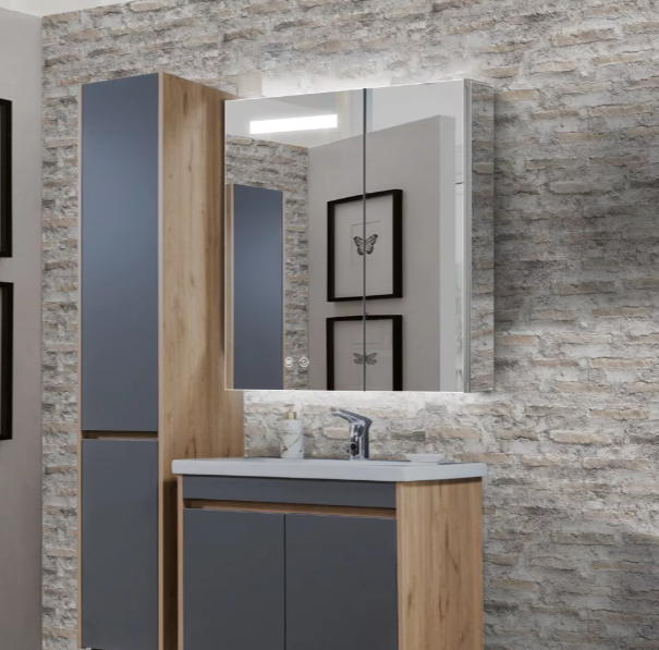  Kaitze CAS-2531 Aluminum Double-Door LED Mirror Cabinet