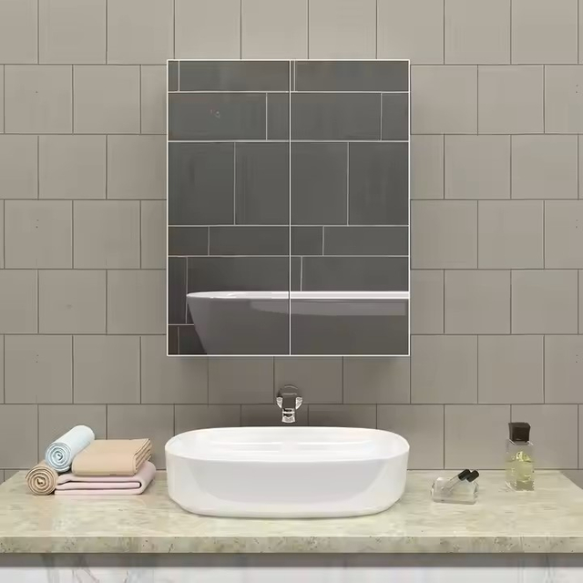 Anti-Corrosion Rectangular Stainless Steel Mirror Cabinet