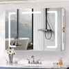 Three-door aluminum mirror cabinet with metallic style & extra-large storage capacity