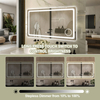 Modern Rectangle Magnifying Lighted Bathroom Mirror with Touch Switch and Display Screen