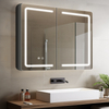 Double-Door Powder-Coated Iron LED Mirror Cabinet CTD-5051: Touch Buttons, Anti-Fog, 3CCT & Adjustable Brightness