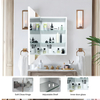 Anti-Fog 3CCT Single-Door LED Mirror Cabinet CTS-5221: Powder-Coated Iron, Touch Controls & Adjustable Brightness