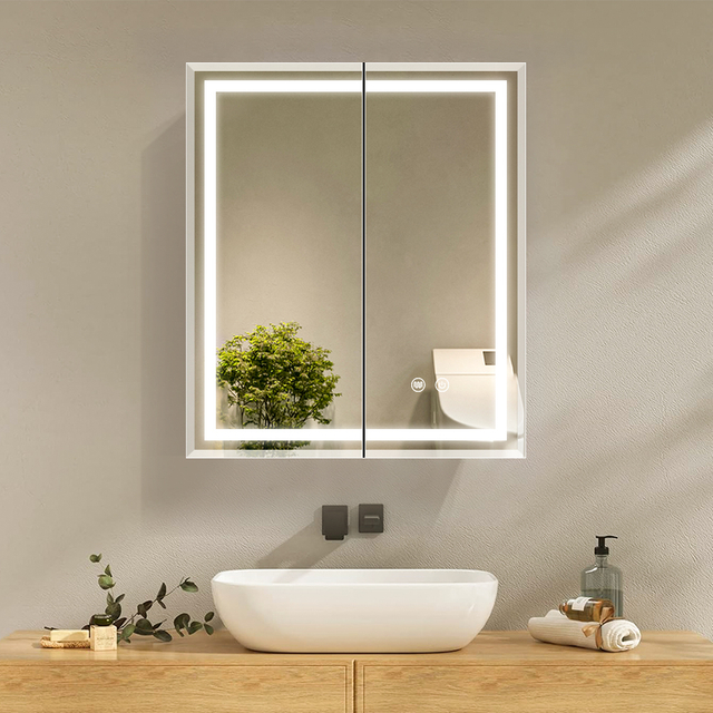 Double-door Minimalist Aluminum Mirror Cabinet For Hotel