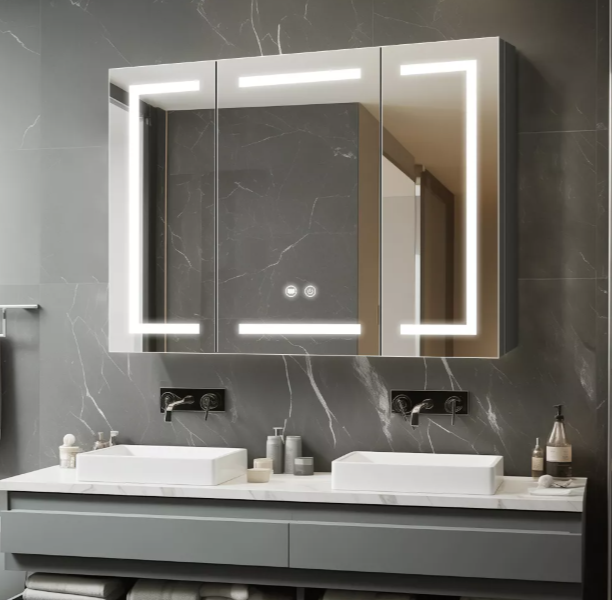 Anti-Fog Three-Door Powder-Coated Iron Mirror Cabinet CTT-5052