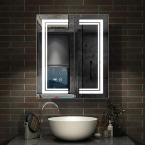 CAL-6176-LG-Aluminum Mirror Cabinet with Lighting Glass Shelf