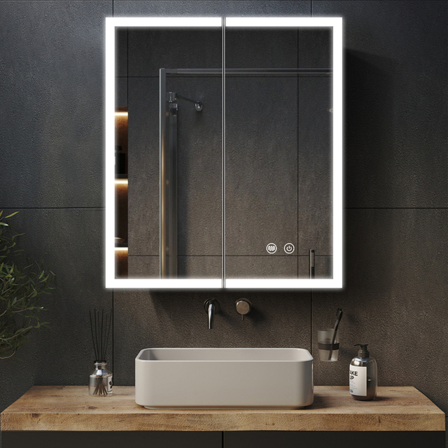 Aluminum Double - Door LED Mirror Cabinet CAD-3311
