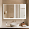 Touch-Controlled 3-Door Iron Powder-Coated LED Mirror Cabinet CTT-5163: Anti-Fog, 3 Color Temperatures & Dimmable Lighting