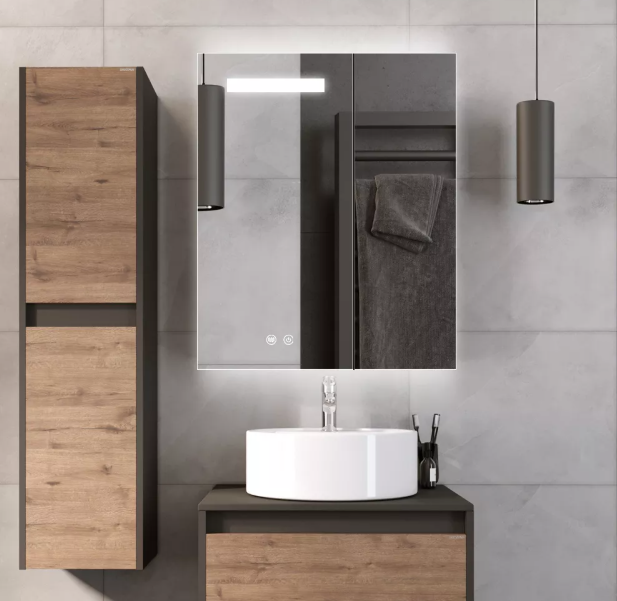  Kaitze CAS-2531 Aluminum Double-Door LED Mirror Cabinet