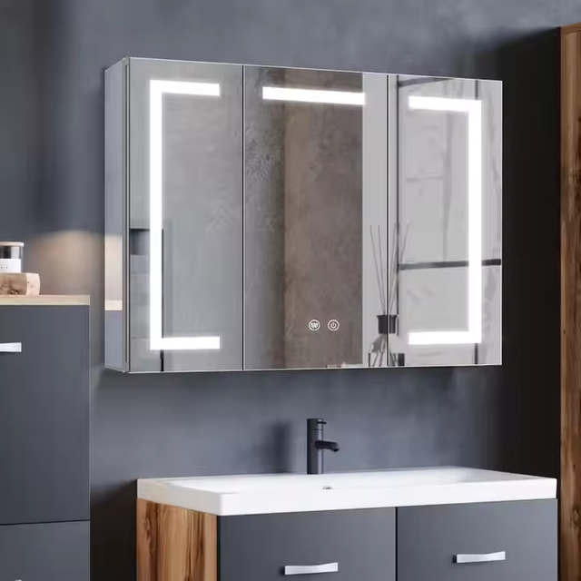 Tempered Glass Mirror Surface Aluminum Mirror Cabinet For Kitchen