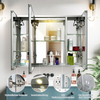 Three-door aluminum mirror cabinet with metallic style & extra-large storage capacity
