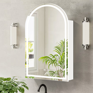 Princess - Style Arched Single - Door White Steel Mirror Cabinet