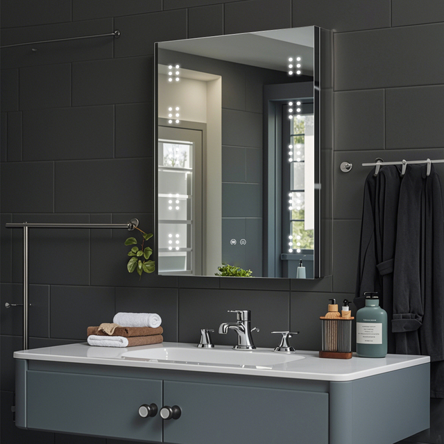 Minimalist And Recessed Stainless Steel Mirror Cabinet