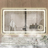 Modern Rectangle Magnifying Lighted Bathroom Mirror with Touch Switch and Display Screen