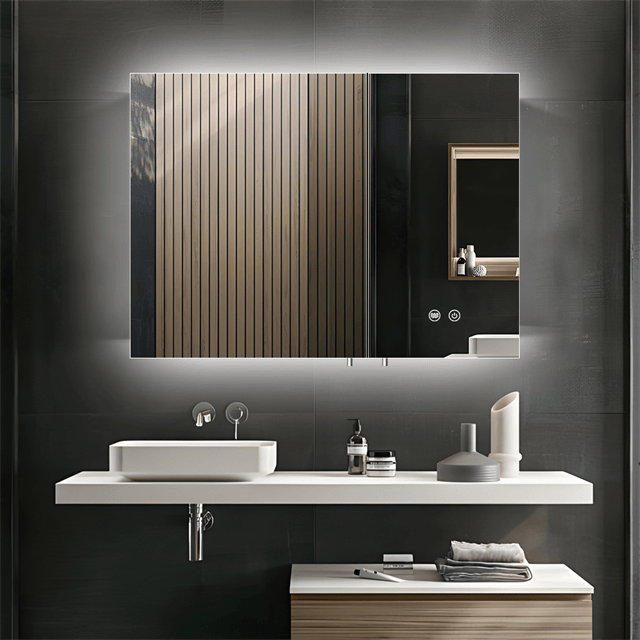Backlit mirror for bathroom