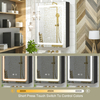 LED Black Sandblasted Irregular Steel Bathroom Mirror Cabinet