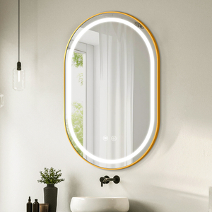 Gold TRunway-shaped Illuminated Frame Mirror