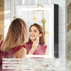 LED Black Sandblasted Irregular Steel Bathroom Mirror Cabinet