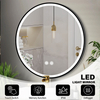LED Black Powder-Coated Steel Round Lighted Mirror