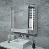White Steel Powder-Coated Illuminated Mirror Cabinet