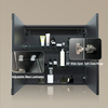 Black Powder-Coated Double-Door Steel Mirror Cabinet
