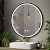 LED Black Powder-Coated Steel Round Lighted Mirror